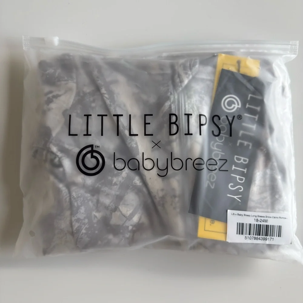 Little Bipsy x Babybreez Long Sleeve Snow Camo Romper Pajamas